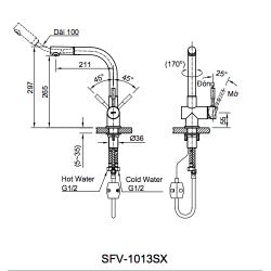 Vòi bếp nóng lạnh Inax SFV-1013SX