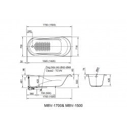Bồn tắm Inax MBV-1700 (không có yếm)