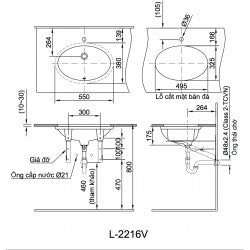 Chậu âm bàn Inax L-2216V