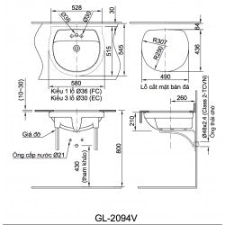 Chậu âm bàn Inax AL-2094V( EC/FC )