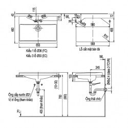 Chậu bán âm 3 lỗ Inax AL-2397VEC