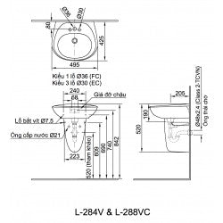 Chân chậu treo tường Inax L-284VC ( không bao gồm chậu )