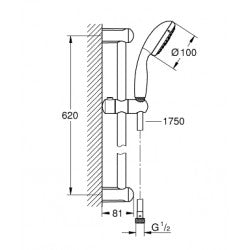 Thanh trượt+ tay, dây sen Grohe 27795001