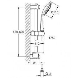 Thanh trượt + Tay sen + Dây sen Euphoria 110 Duo Grohe 27242001