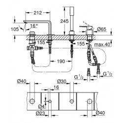 Vòi xả bồn tắm 4 lỗ Grohe 19577001 (Chưa bao gồm củ âm)