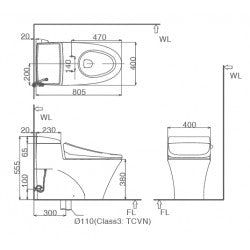 Bàn cầu 1 khối Inax GC-1017VRN ( Trắng )