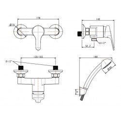 Vòi sen tắm gắn tường American Standard WF-1412