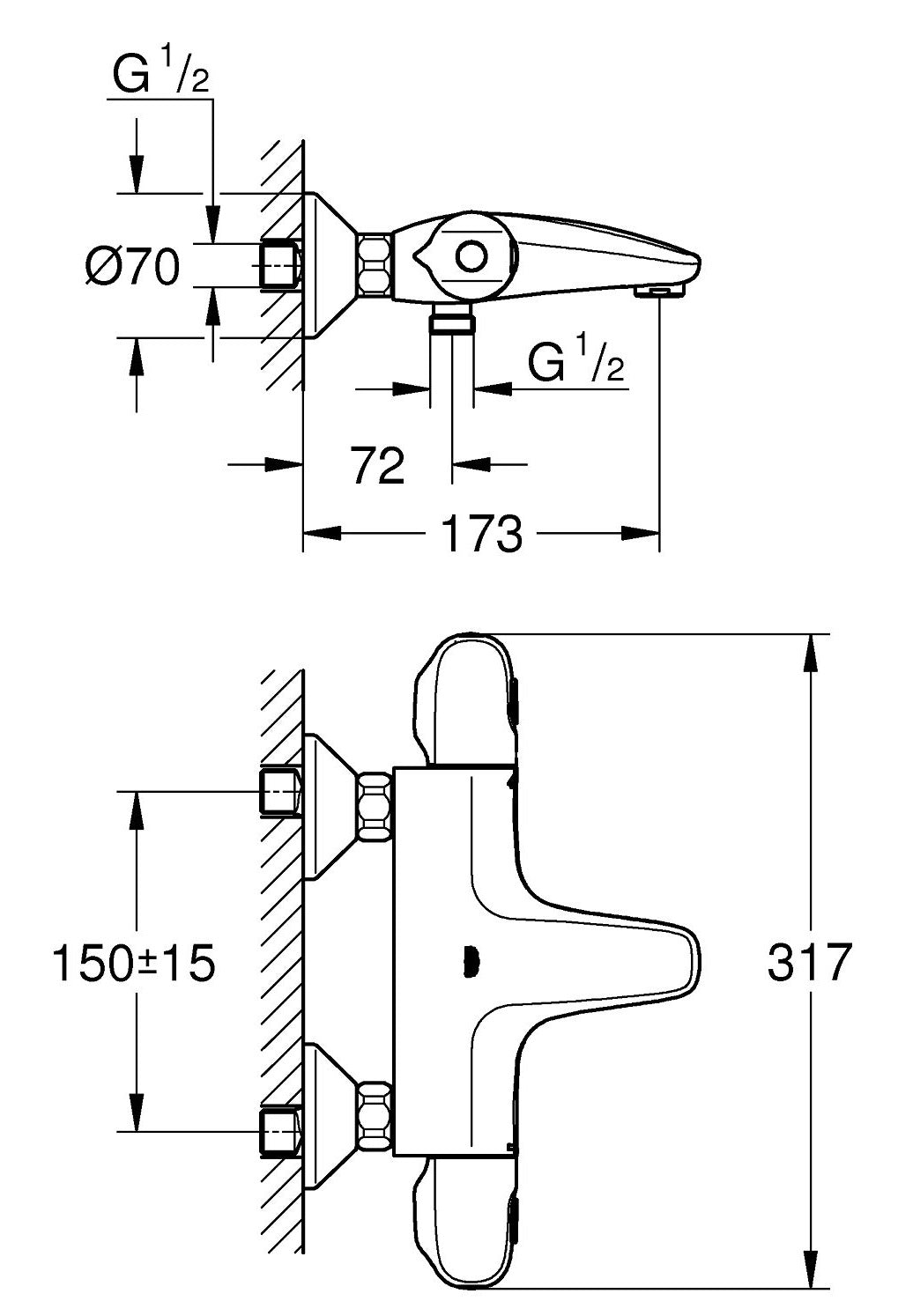 Bộ trộn ổn nhiệt Grohe Grohtherm 1000 34155003