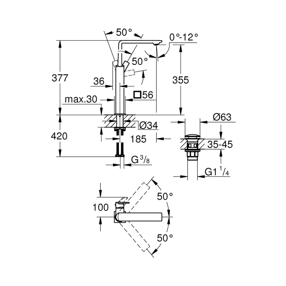 Vòi chậu Grohe 23403001 - XL size