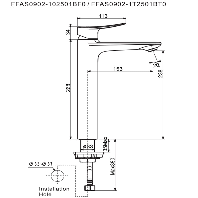 Vòi chậu nóng lạnh American Standard WF-0902