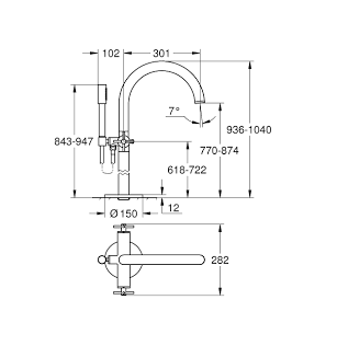 Vòi bồn tắm đặt sàn Grohe Atrio 25044DA3