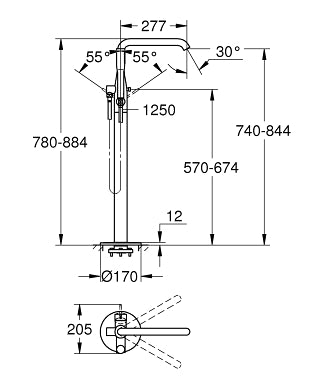 Vòi bồn tắm đặt sàn Grohe Esence New 23491DL1