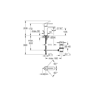 Vòi chậu Grohe Plus 32612003 - Size S