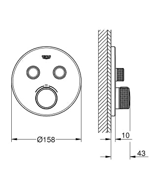 Mặt nạ bộ trộn âm Grohe Grohtherm SmartControl 29119000