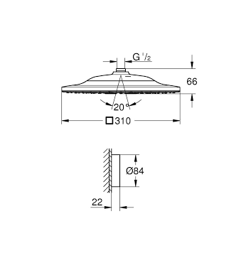 Bát sen Grohe RSH Smart Connect 310 vuông 26643000