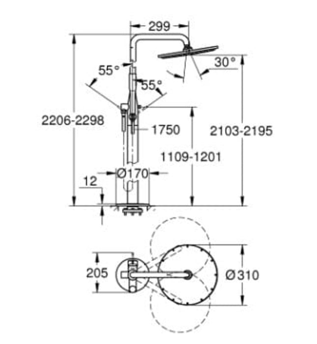 Sen cây đặt sàn Grohe 23741001 (Chưa bao gồm bộ âm)