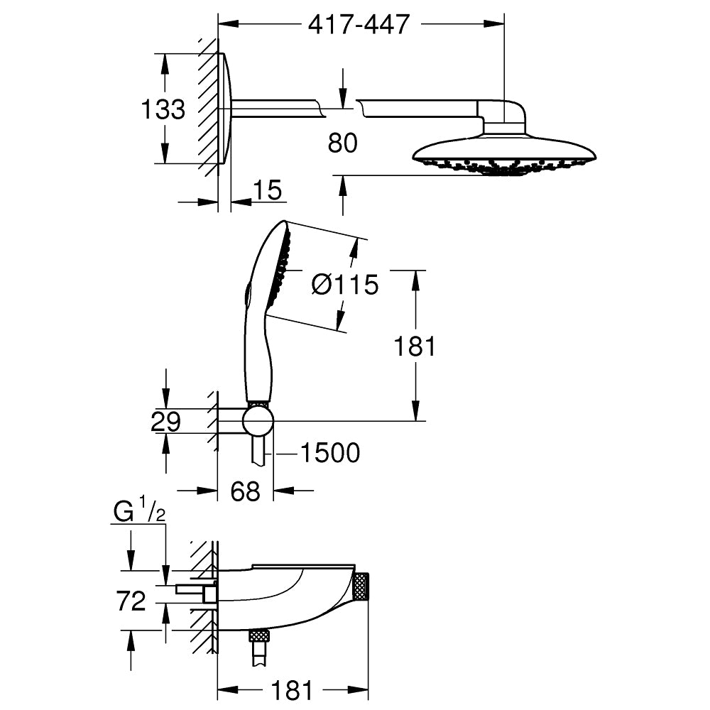 Bộ sen tắm âm tường GROHE Rainshower System SmartControl 26443000