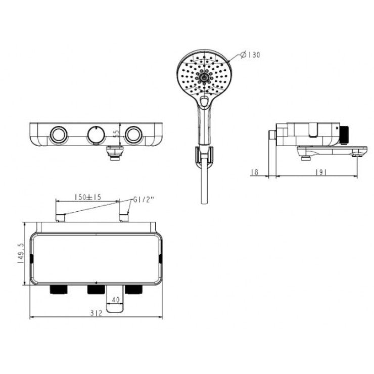 Vòi tắm sen cảm biến nhiệt độ American Standard WF-4954