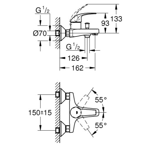 Bộ trộn nổi Grohe BauCurve 23599000