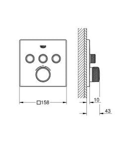 Mặt nạ bộ trộn âm Grohe Grohtherm SmartControl 29126GL0 ( chưa bao gồm bộ âm )