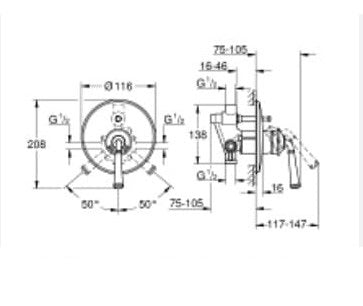 Mặt bộ trộn âm Grohe Gloucester 26360000 ( đã bao gồm bộ trộn )