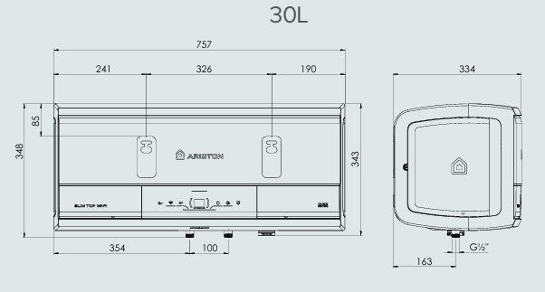Bình nước nóng gián tiếp Ariston SLIM3 30 TOP WIFI VN (3180908)