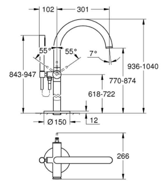 Vòi xả bồn tắm đặt sàn Grohe Atrio 32653003