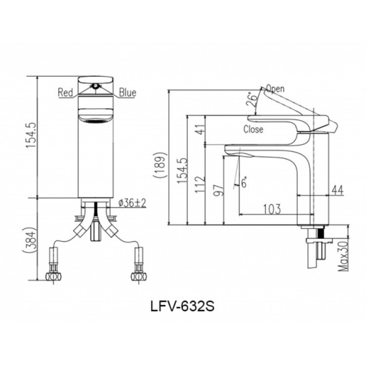 Vòi chậu nóng lạnh Inax LFV-632S-2