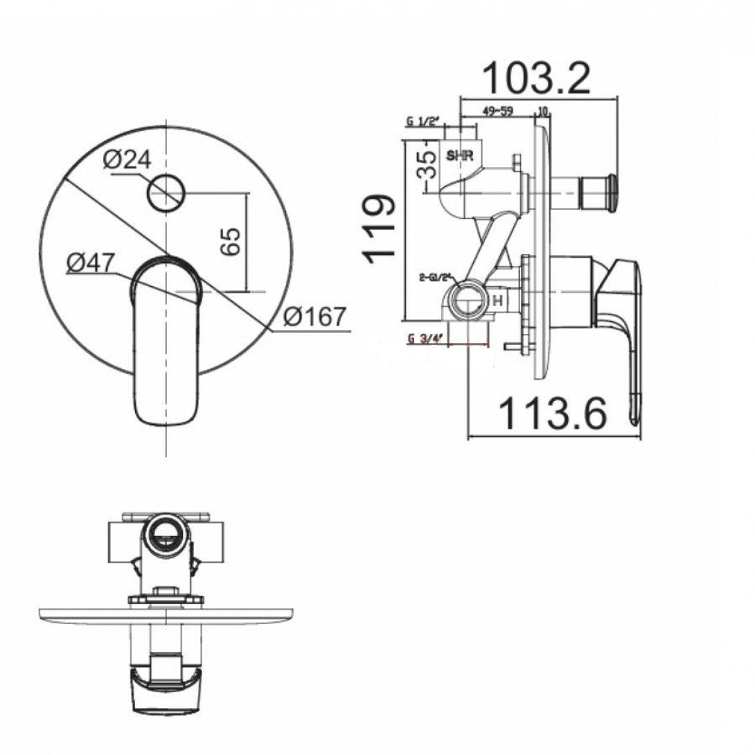 Vòi tắm sen âm tường American Standard Loven WF-1M21
