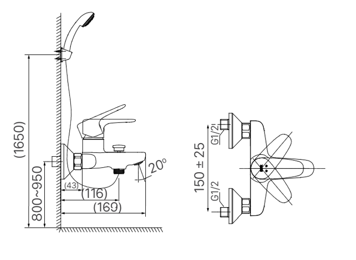 Vòi sen nóng lạnh Inax BFV-1113S-1C