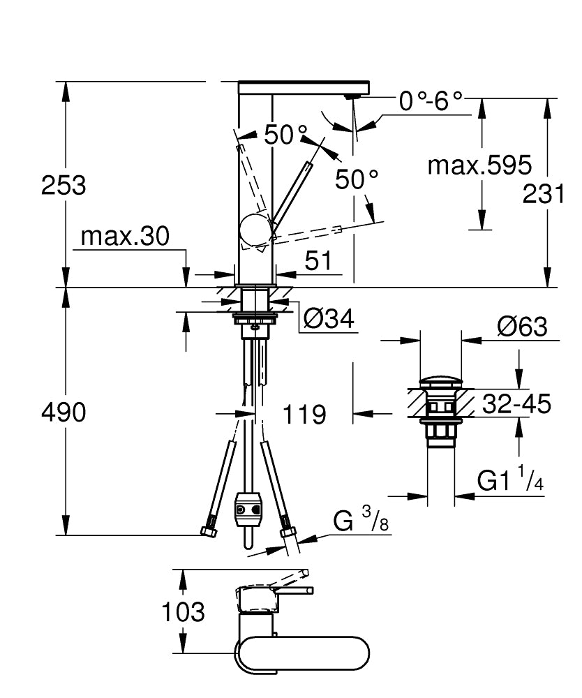 Vòi chậu Grohe Plus 23844003 L-Size