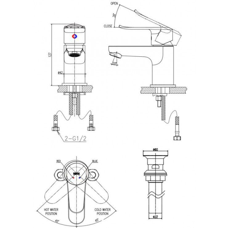 Vòi chậu nóng lạnh Inax LFV-2012S-R