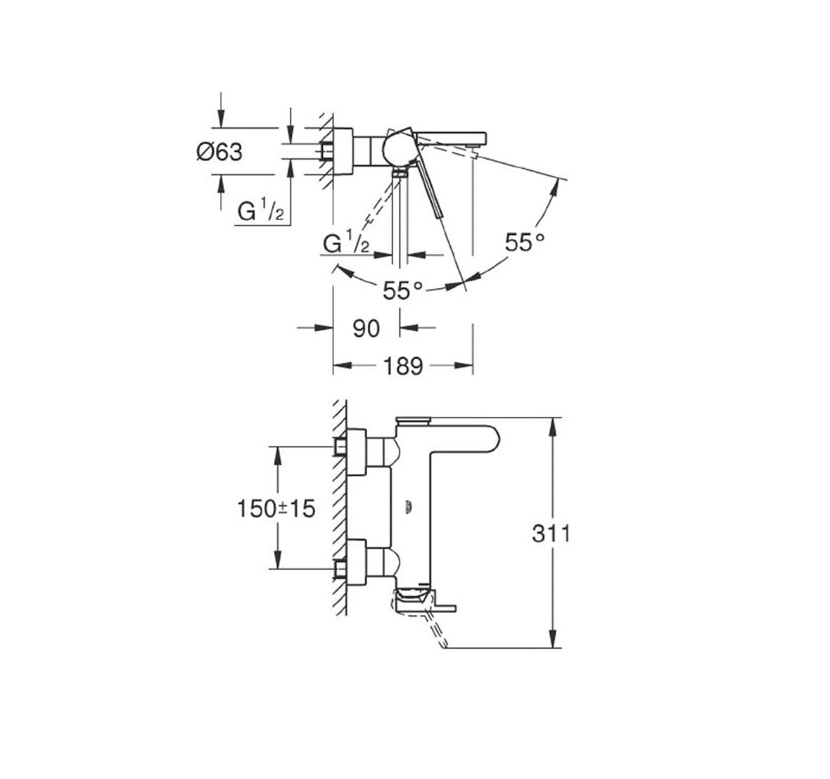 Bộ trộn nổi Grohe Plus 33553003
