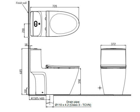 Nắp bàn cầu một khối Grohe Bau 36490000