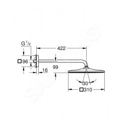 Thanh nối bát sen + bát sen gắn tường Grohe 26563000