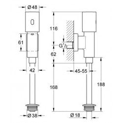 Van xả tiểu cảm ứng nổi Grohe 37421000