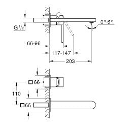 Vòi chậu 2 lỗ gắn tường Grohe Plus 29306003 - Size L