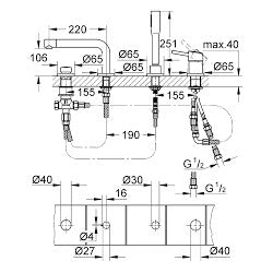 Vòi bồn tắm nằm 4 lỗ Grohe 19576002