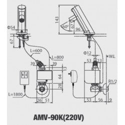 Vòi chậu cảm ứng nóng lạnh Inax AMV-90K(220V)