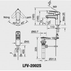 Vòi chậu nóng lạnh Inax LFV-2002S