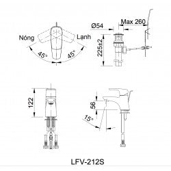 Vòi chậu nóng lạnh Inax LFV-212S