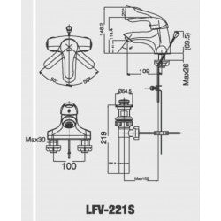 Vòi chậu 3 lỗ nóng lạnh Inax LFV-221S