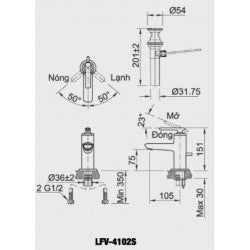 Vòi chậu nóng lạnh Inax LFV-4102S