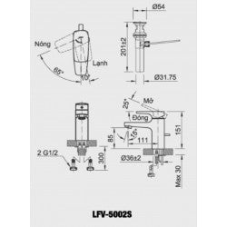Vòi chậu nóng lạnh Inax LFV-5002S