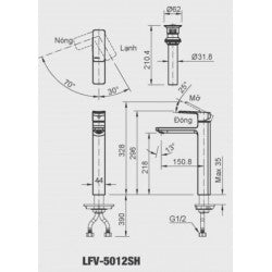 Vòi chậu nóng lạnh Inax LFV-5012SH