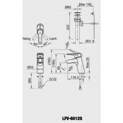 Vòi chậu nóng lạnh Inax LFV-6012S