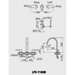 Vòi chậu nóng lạnh Inax LFV-7100B