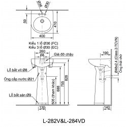 Chân chậu treo tường Inax L-284VD ( không bao gồm chậu )