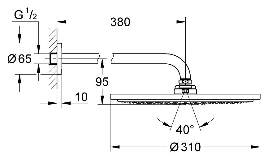 Thanh nối + bát sen Grohe Rainshower Cosmopolitan 310 26066GN0