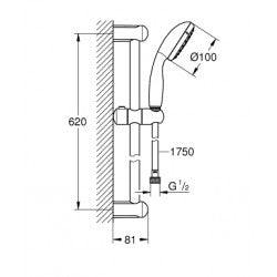 Thanh trượt, tay sen , dây sen Grohe 26077000